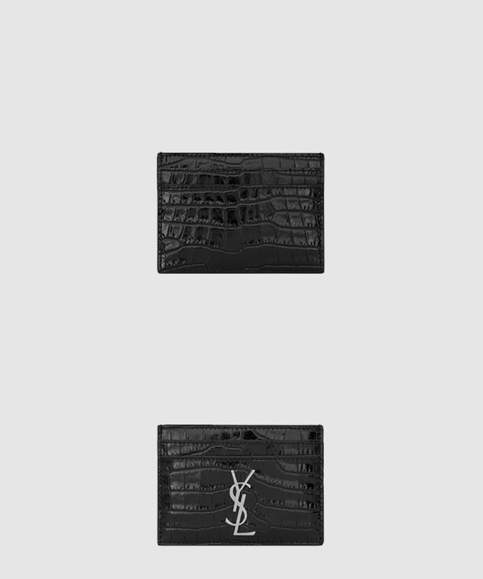 생로랑 모노그램 카드지갑 크로커 423303